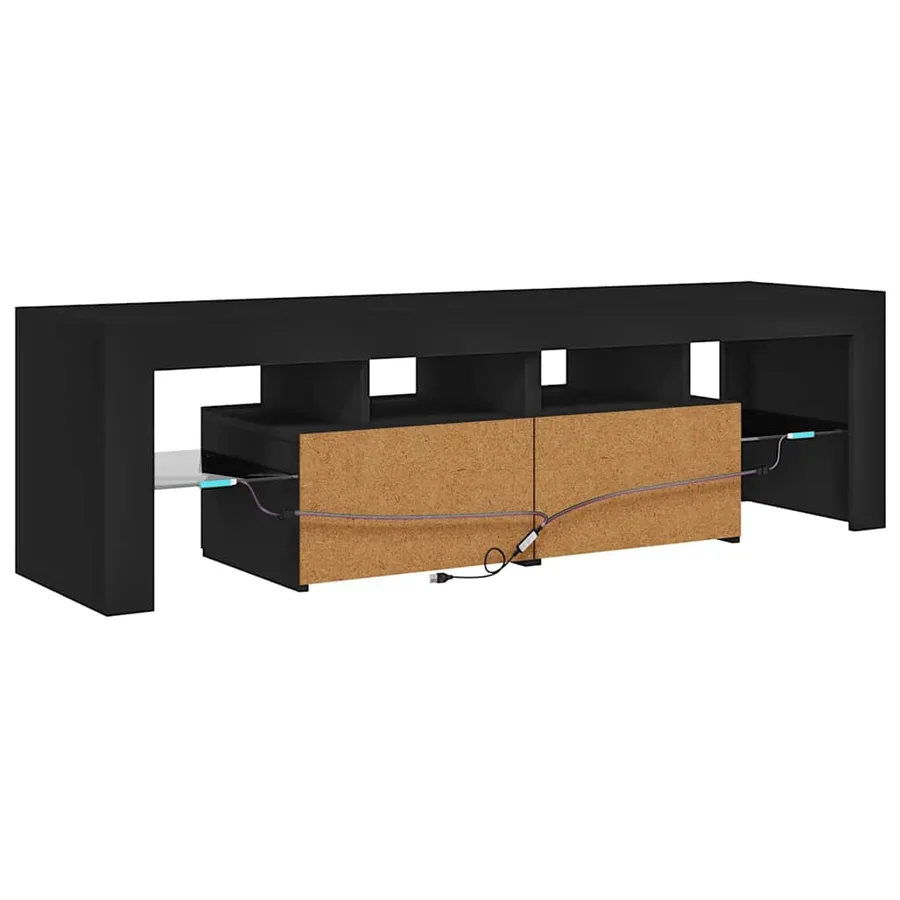 Meuble TV avec lumières LED Noir 140x36,5x40 cm - 12