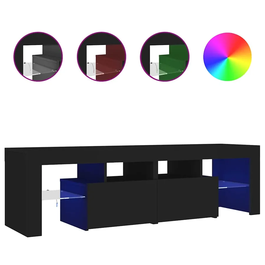 Meuble TV avec lumières LED Noir 140x36,5x40 cm - 2
