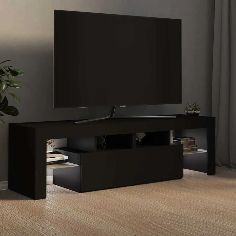 Meuble TV avec lumières LED Noir 140x36,5x40 cm - 3