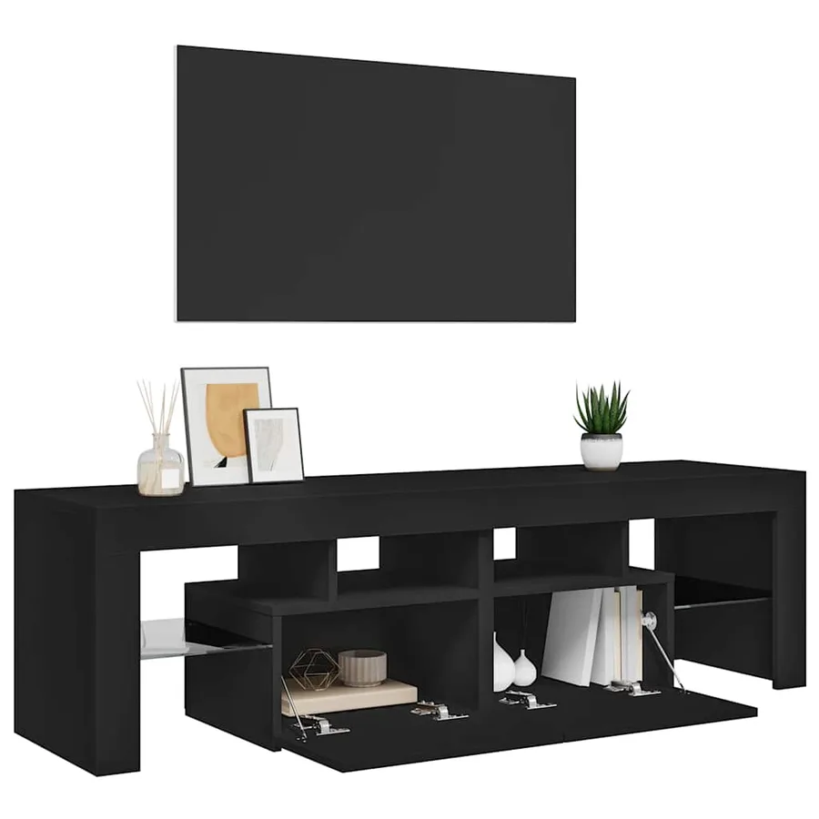 Meuble TV avec lumières LED Noir 140x36,5x40 cm - 7