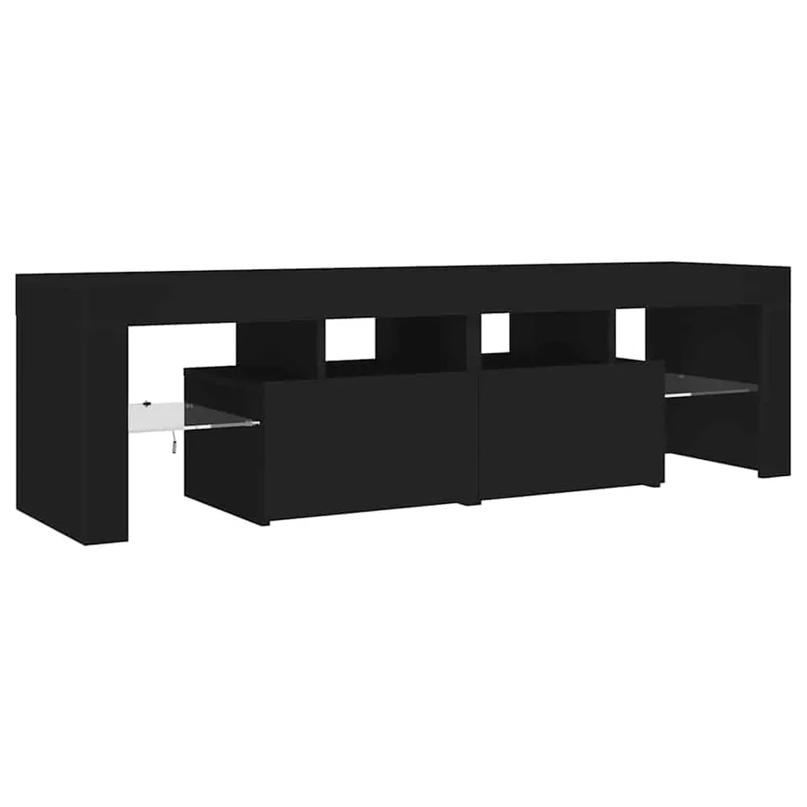 Meuble TV avec lumières LED Noir 140x36,5x40 cm - 8