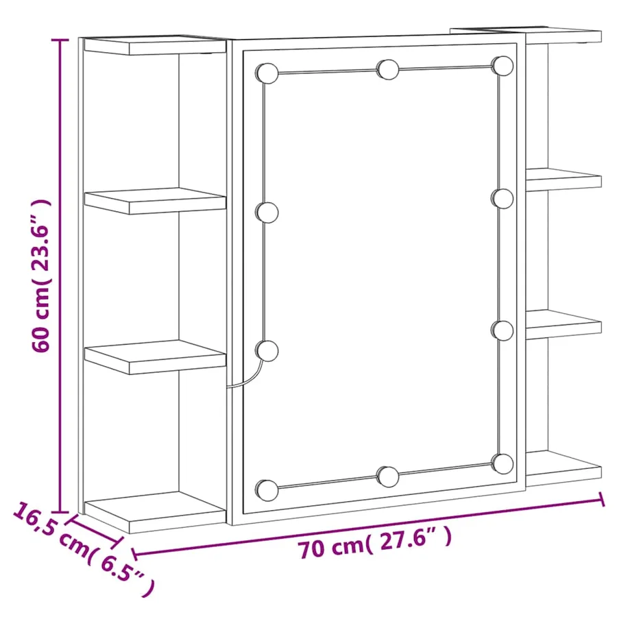 Armoire à miroir avec LED Blanc 70x16,5x60 cm - 19