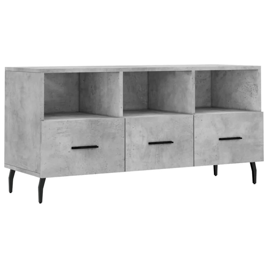 Meuble TV gris béton 102x36x50 cm bois d'ingénierie - 2