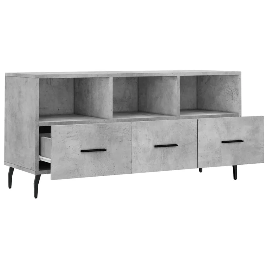 Meuble TV gris béton 102x36x50 cm bois d'ingénierie - 6