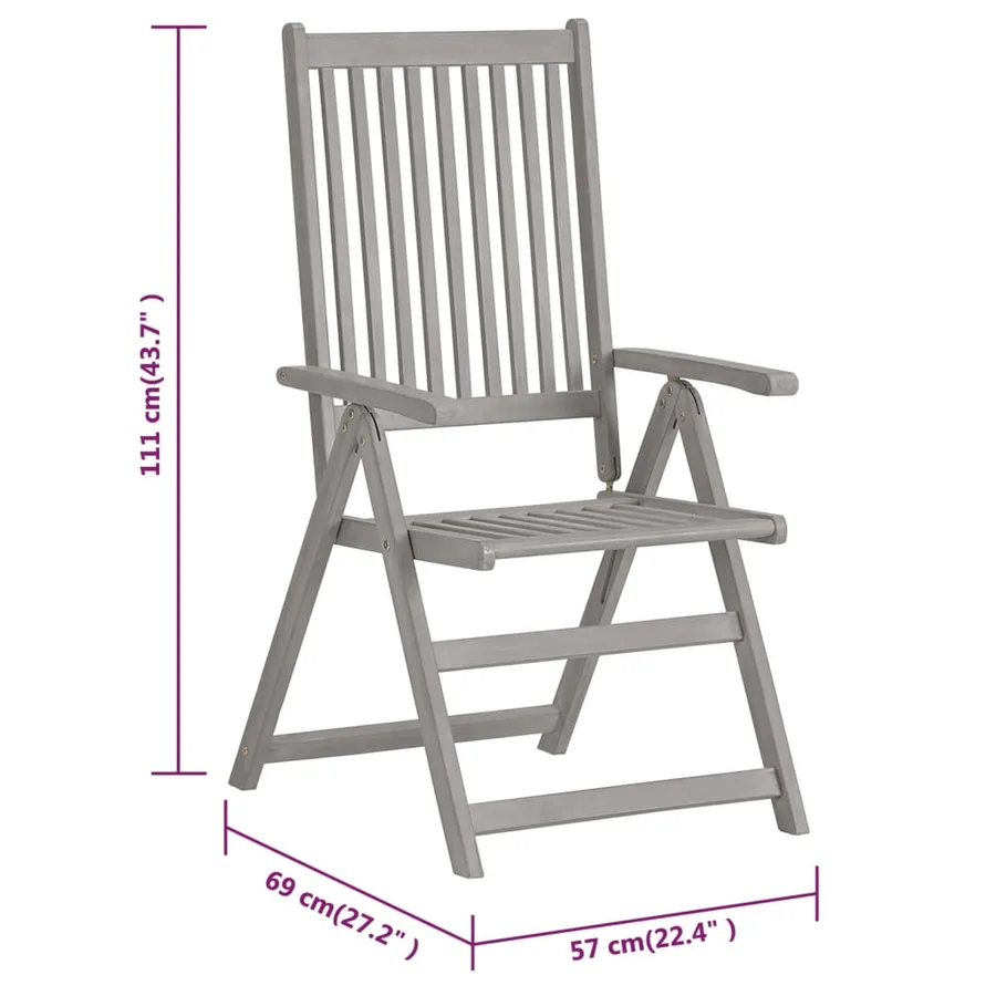 Chaises inclinables de jardin lot de 6 et coussins Bois acacia - 11