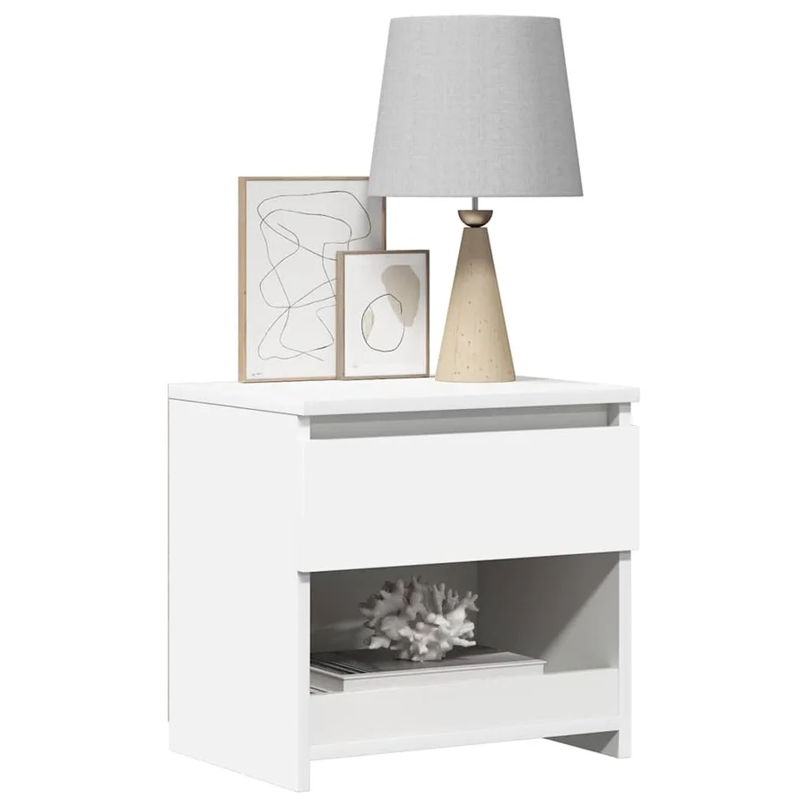 Tables de chevet 2 pcs Blanc 40x30x39 cm Bois d'ingénierie - 9