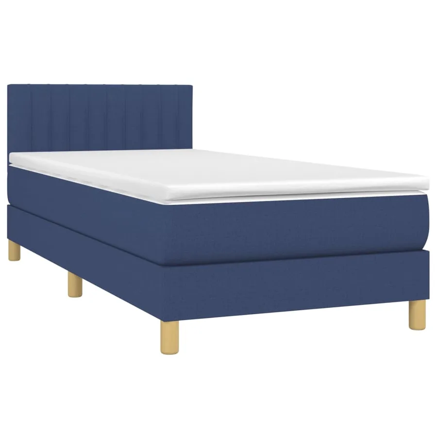 Sommier à lattes de lit avec matelas Bleu 100x200 cm Tissu - 3
