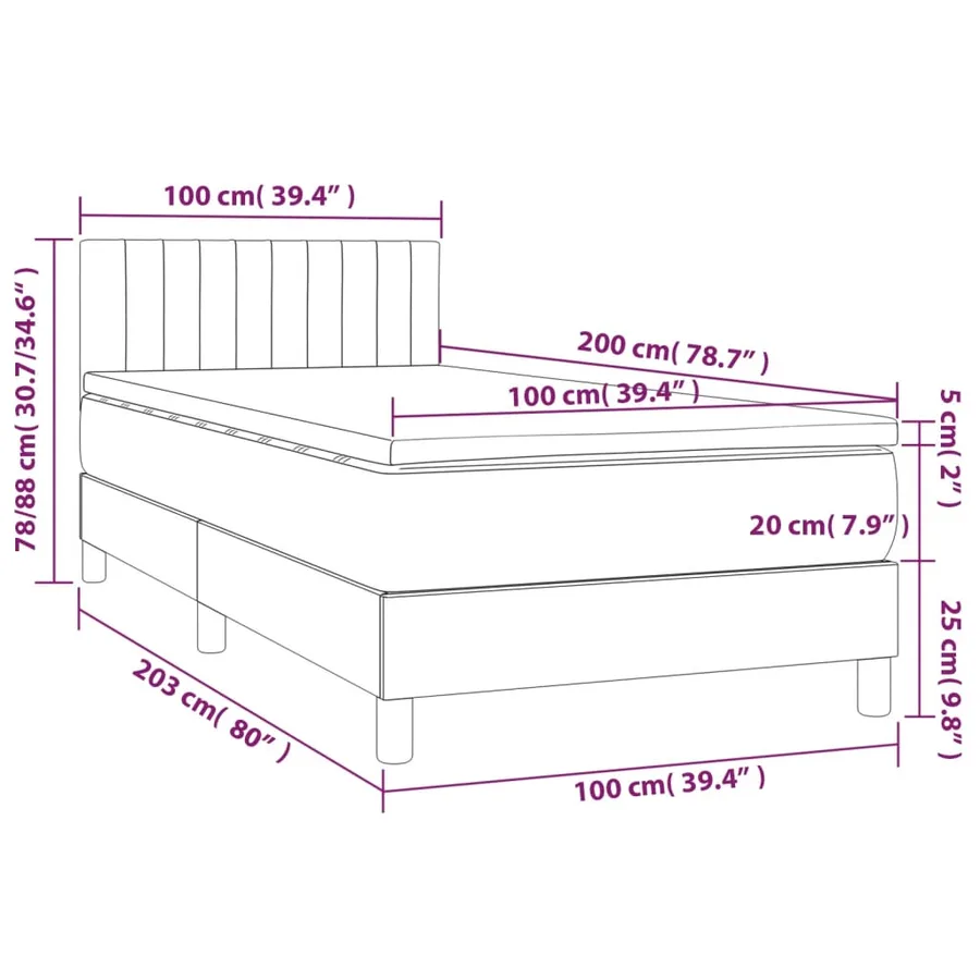 Sommier à lattes de lit avec matelas Bleu 100x200 cm Tissu - 7