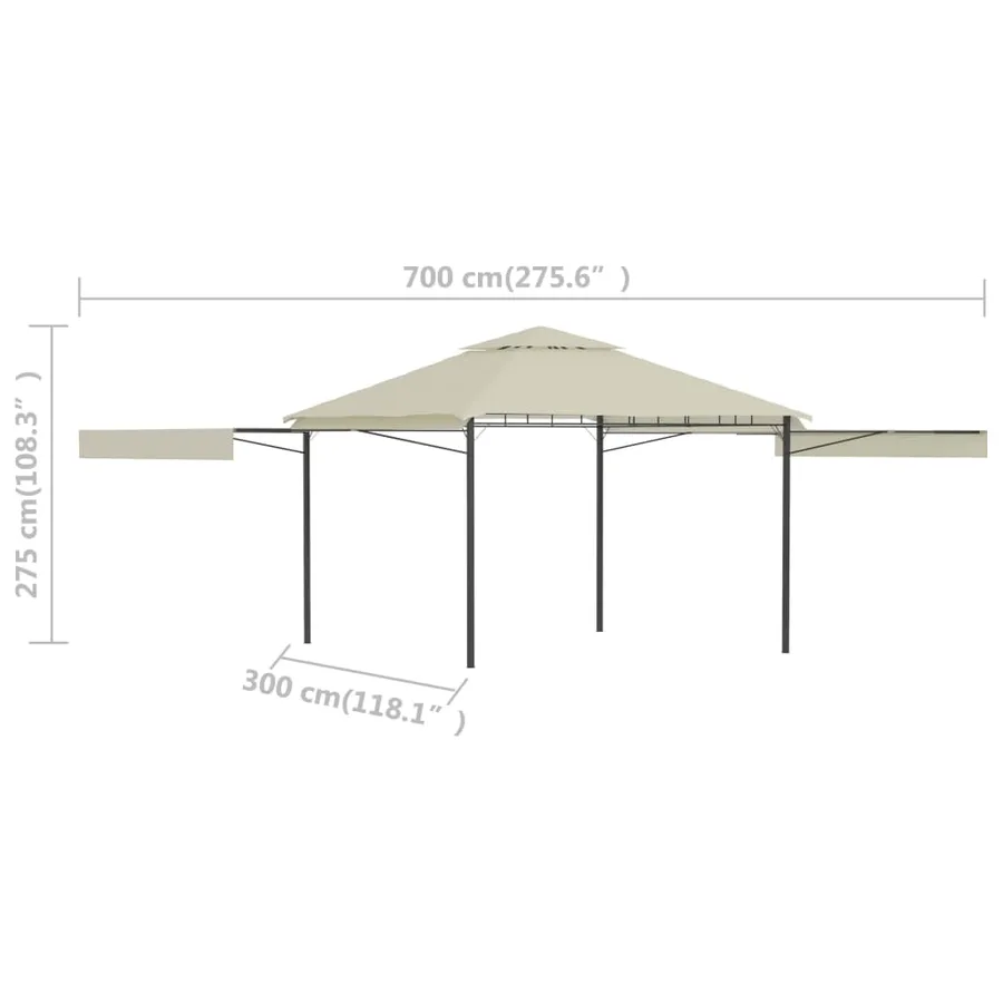 Belvédère avec double toits étendus 3x3x2,75 m Crème 180 g/m² - 10