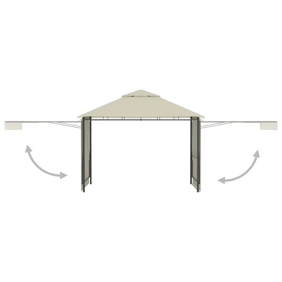 Belvédère avec double toits étendus 3x3x2,75 m Crème 180 g/m² - 3