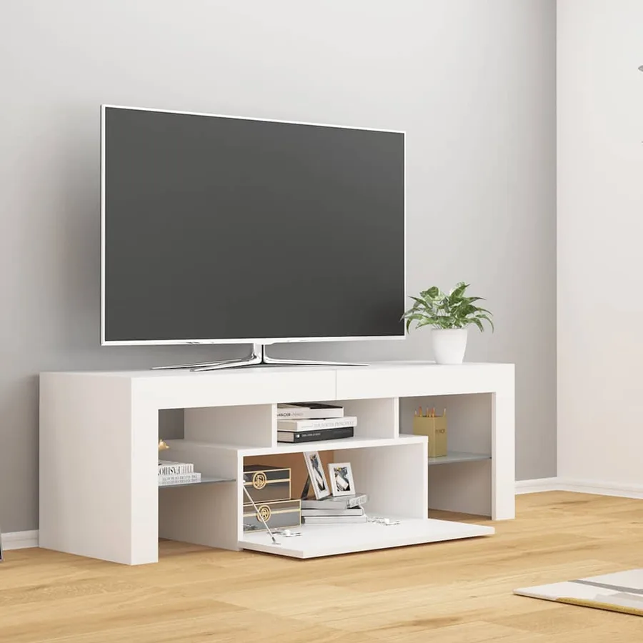 Meuble TV avec lumières LED Blanc 120x35x40 cm - 3