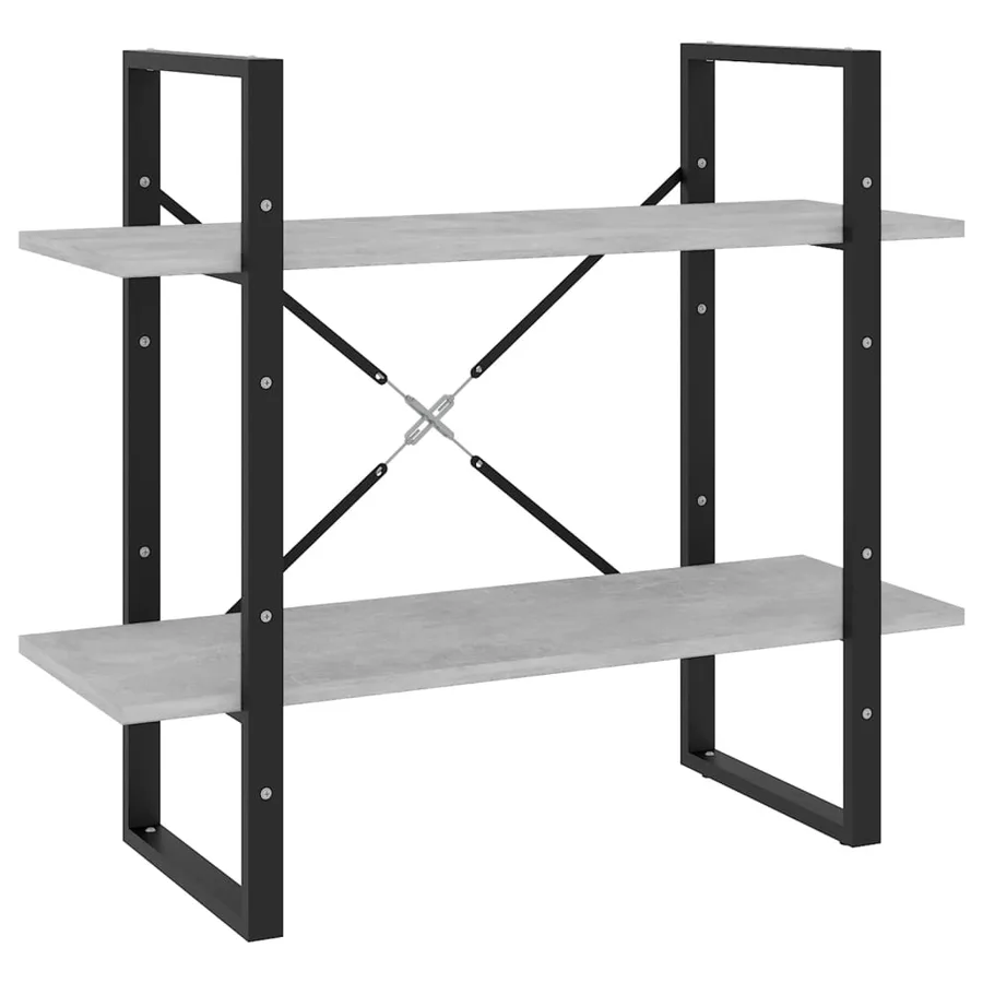 Bibliothèque à 2 niveaux Gris béton 80x30x70 cm bois ingénierie - 2