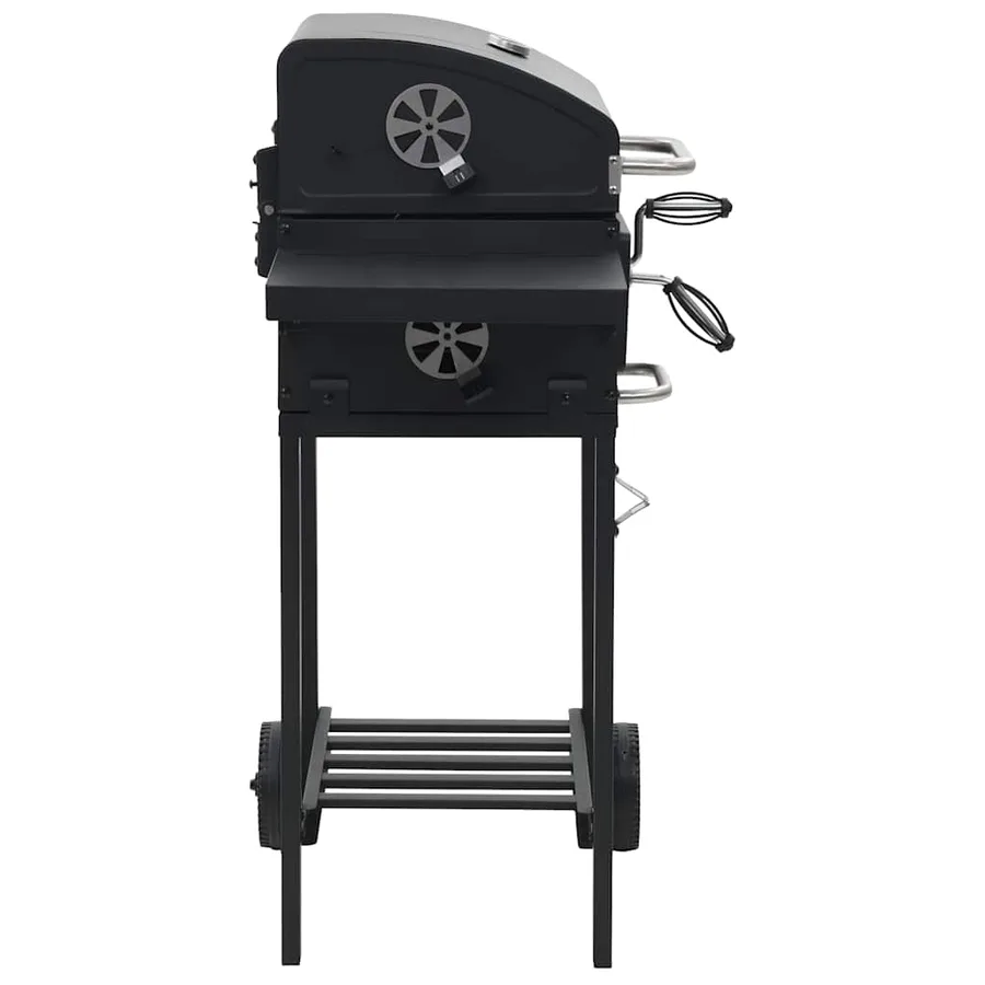 Gril de barbecue au charbon de bois et étagère inférieure Noir - 3