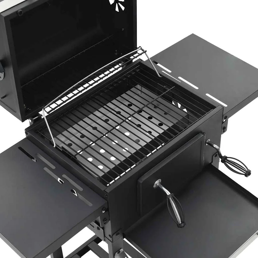 Gril de barbecue au charbon de bois et étagère inférieure Noir - 7