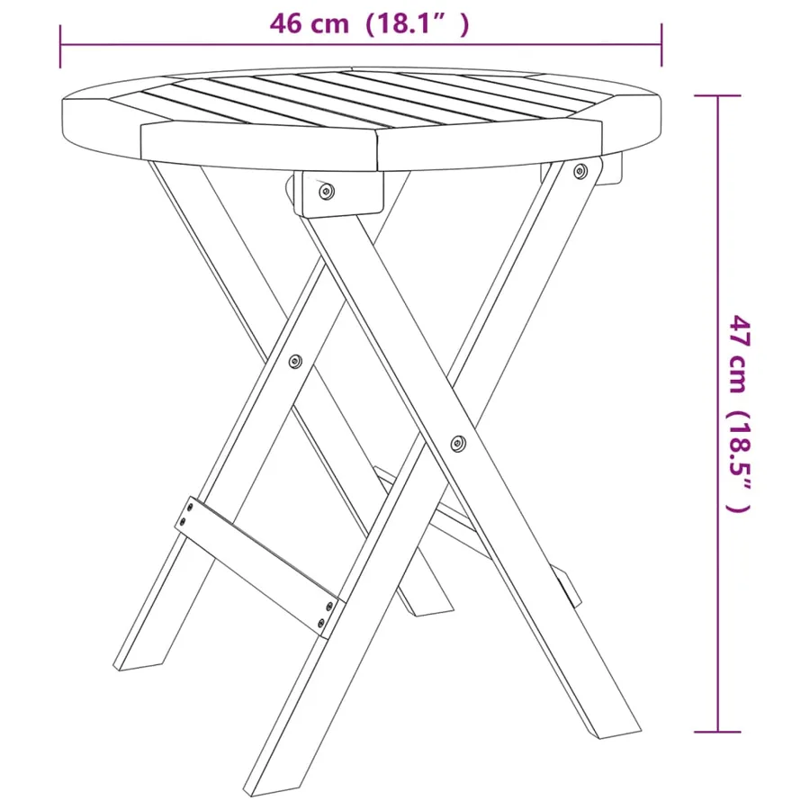 Table de bistro Ø46x47 cm Bois d'acacia massif - 6