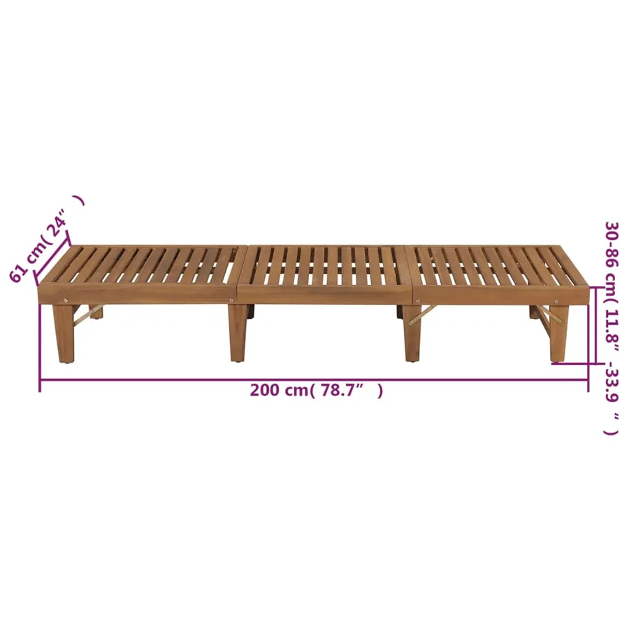 Chaise longue pliable avec coussin Bois d'acacia solide - 10