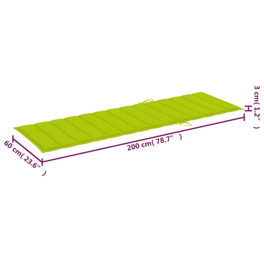 Chaise longue pliable avec coussin Bois d'acacia solide - 12