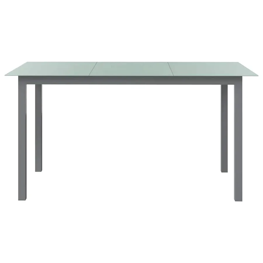 Table de jardin Gris clair 150x90x74 cm Aluminium et verre - 2