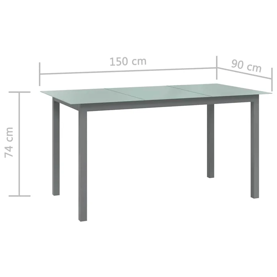 Table de jardin Gris clair 150x90x74 cm Aluminium et verre - 5