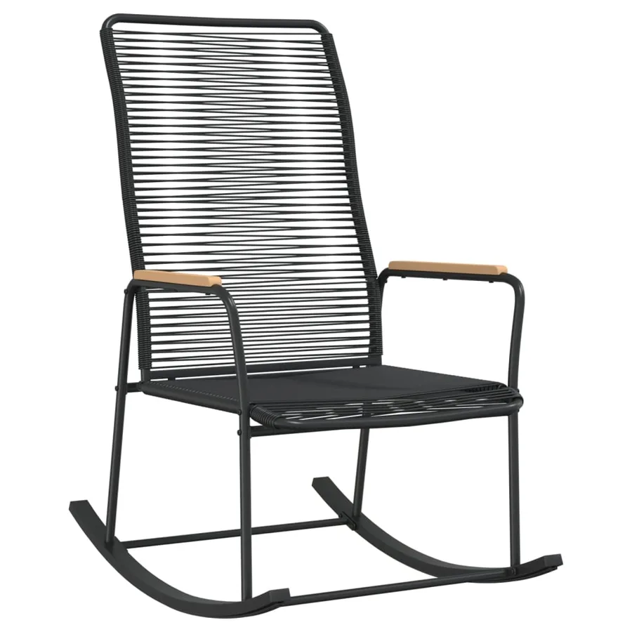 Chaise à bascule de jardin noir 59x79,5x104 cm Rotin PVC - 2
