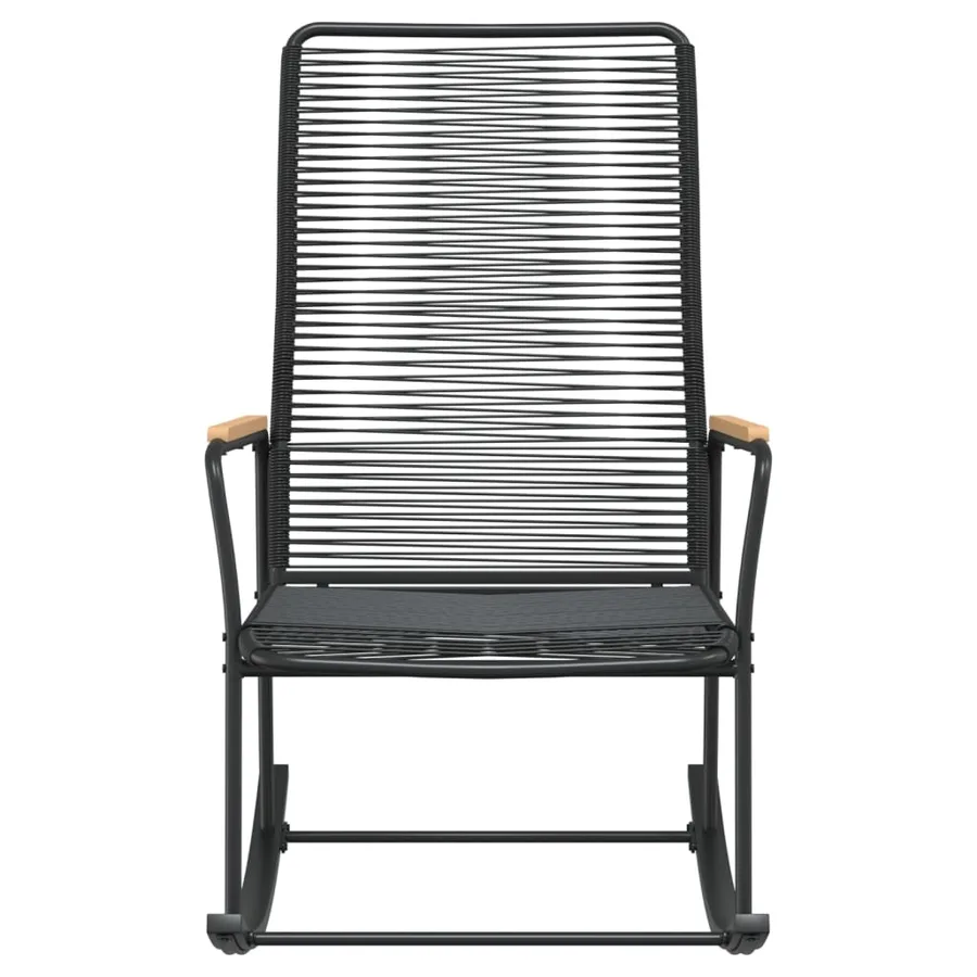 Chaise à bascule de jardin noir 59x79,5x104 cm Rotin PVC - 3