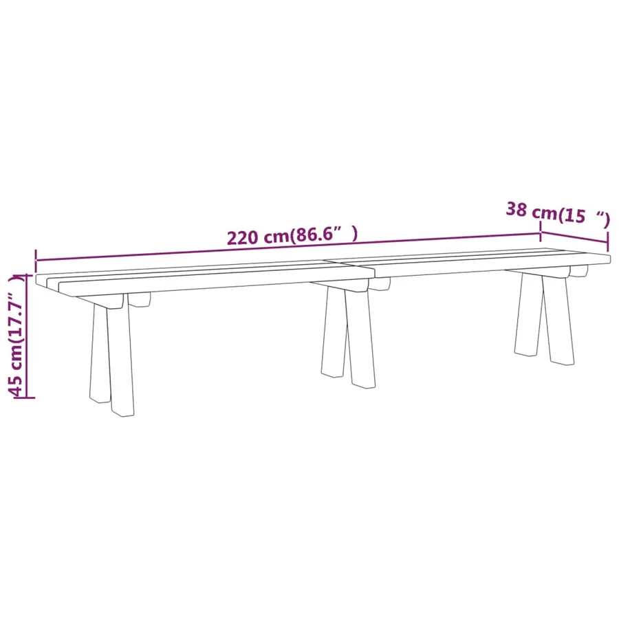 Banc de jardin 220 cm bois de pin massif imprégné - 7