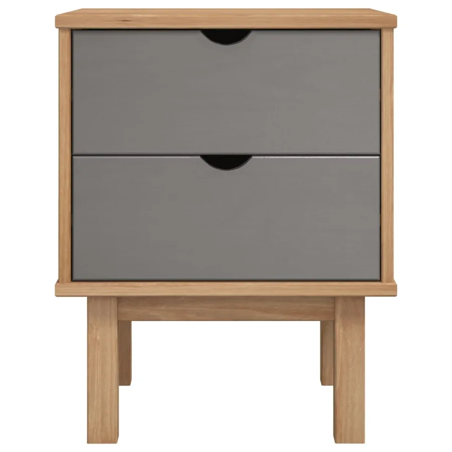 Table de chevet OTTA marron et gris 45x39x57 cm bois pin massif - 3