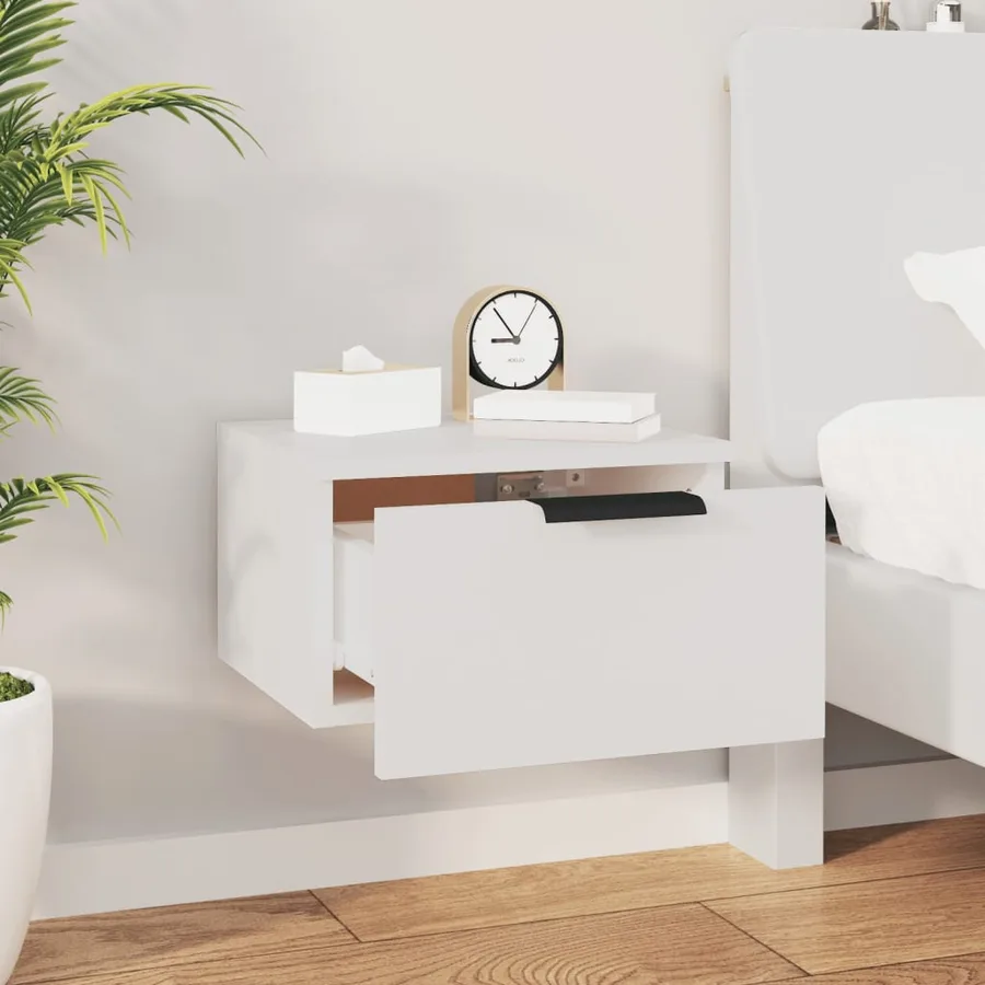 Table de chevet murale blanc 34x30x20 cm - 3