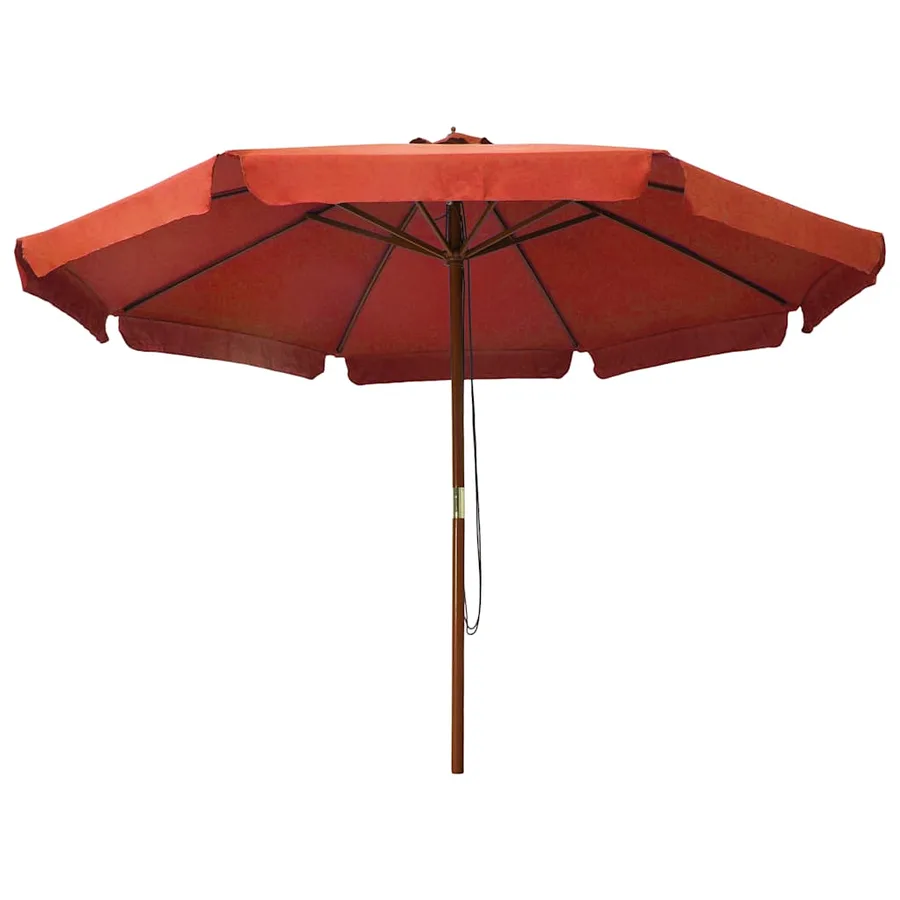 Parasol d'extérieur avec mât en bois 330 cm Terre cuite - 2