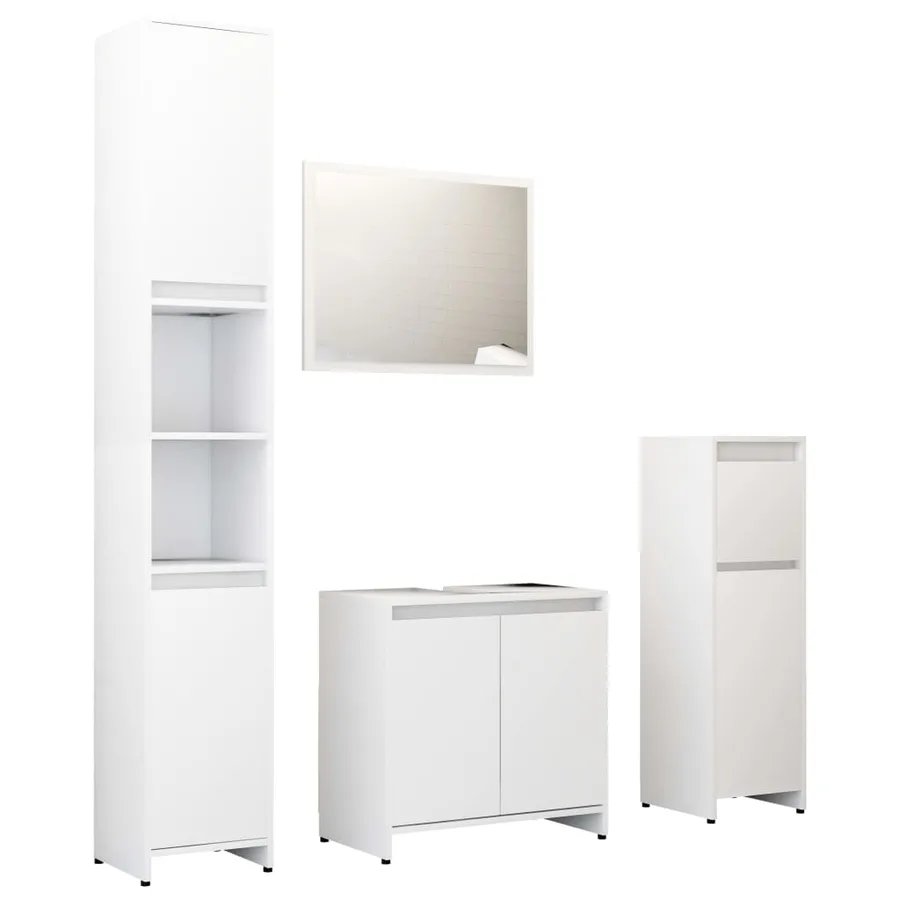 Ensemble de meubles de salle de bain 4pcs Blanc Bois ingénierie - 2