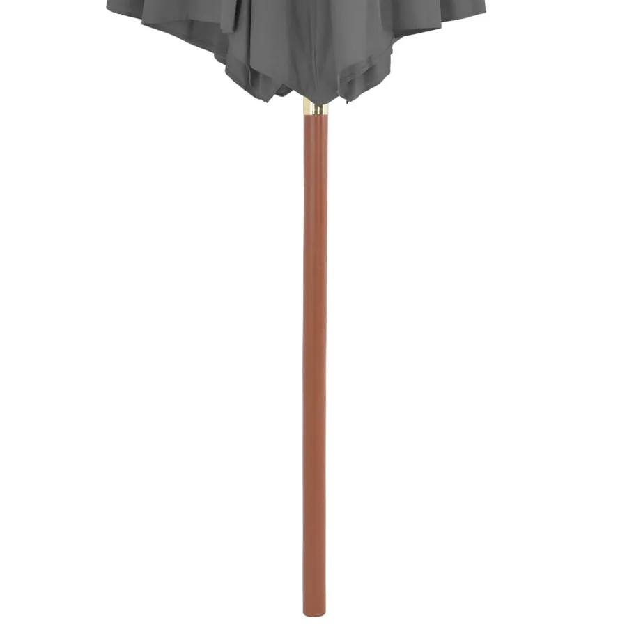 Parasol d'extérieur avec mât en bois 300 cm anthracite - 4
