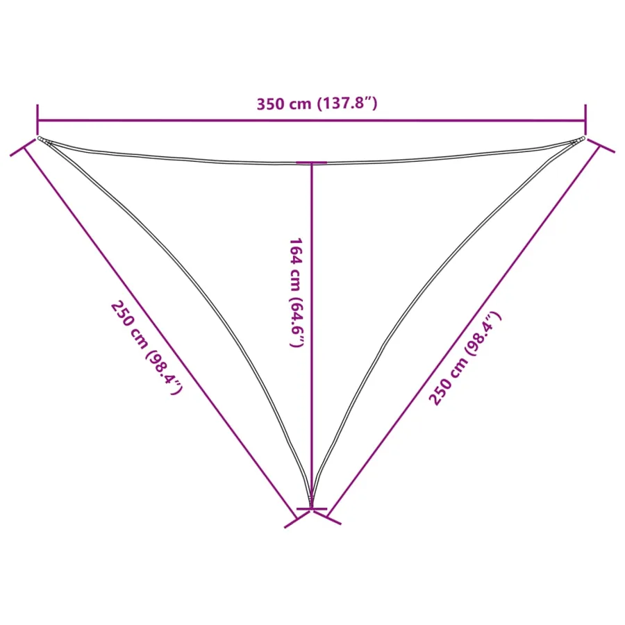 Voile de parasol tissu oxford triangulaire 2,5x2,5x3,5 m blanc - 10