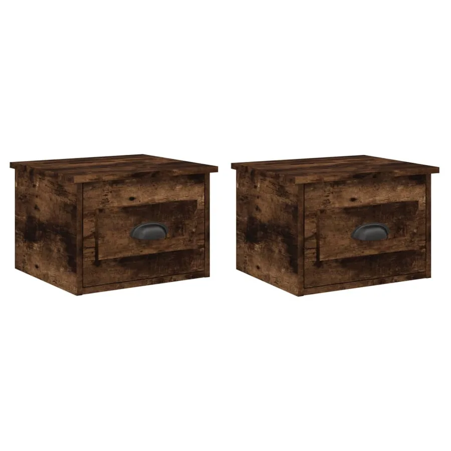 Tables de chevet murales 2 pcs chêne fumé 41,5x36x28 cm - 2