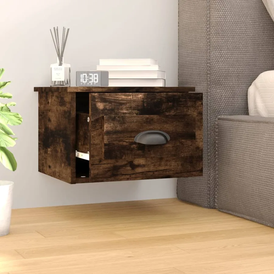 Tables de chevet murales 2 pcs chêne fumé 41,5x36x28 cm - 3
