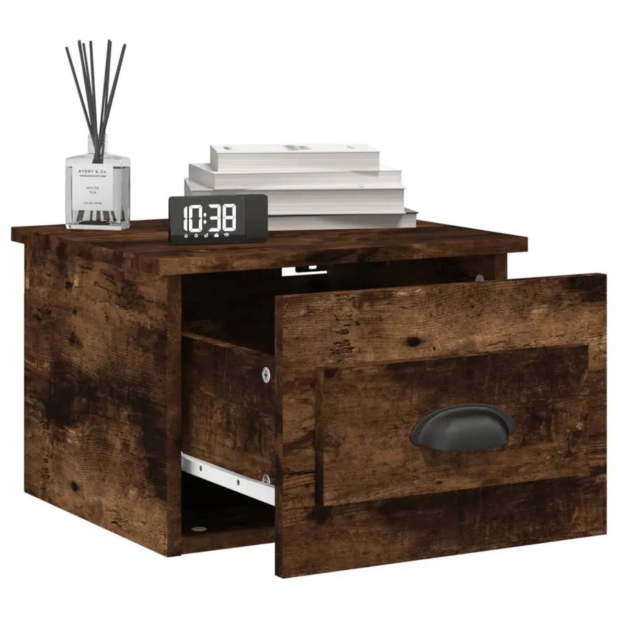 Tables de chevet murales 2 pcs chêne fumé 41,5x36x28 cm - 4