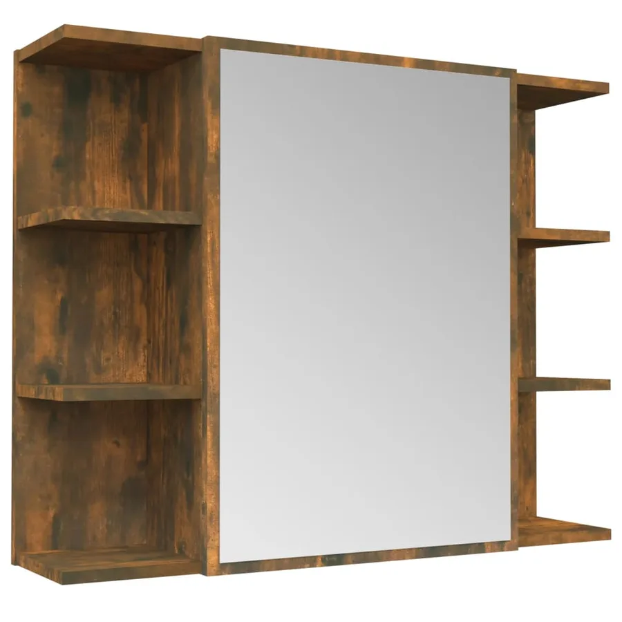 Armoire à miroir de salle de bain Chêne fumé 80x20,5x64 cm Bois - 2