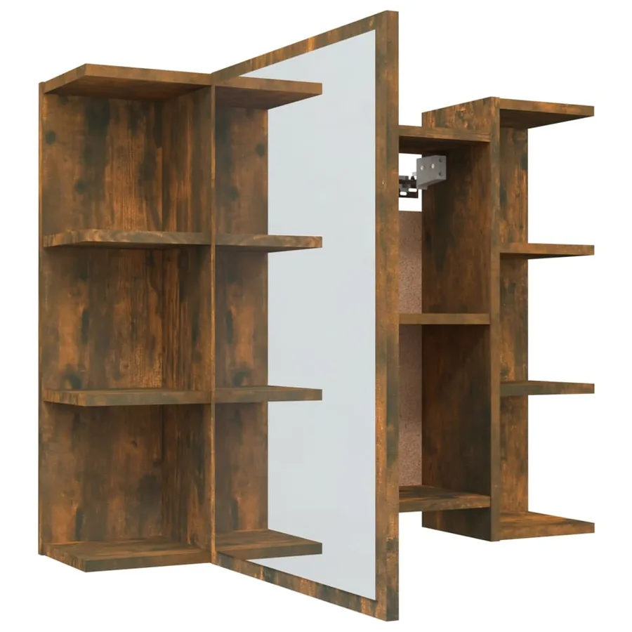 Armoire à miroir de salle de bain Chêne fumé 80x20,5x64 cm Bois - 5