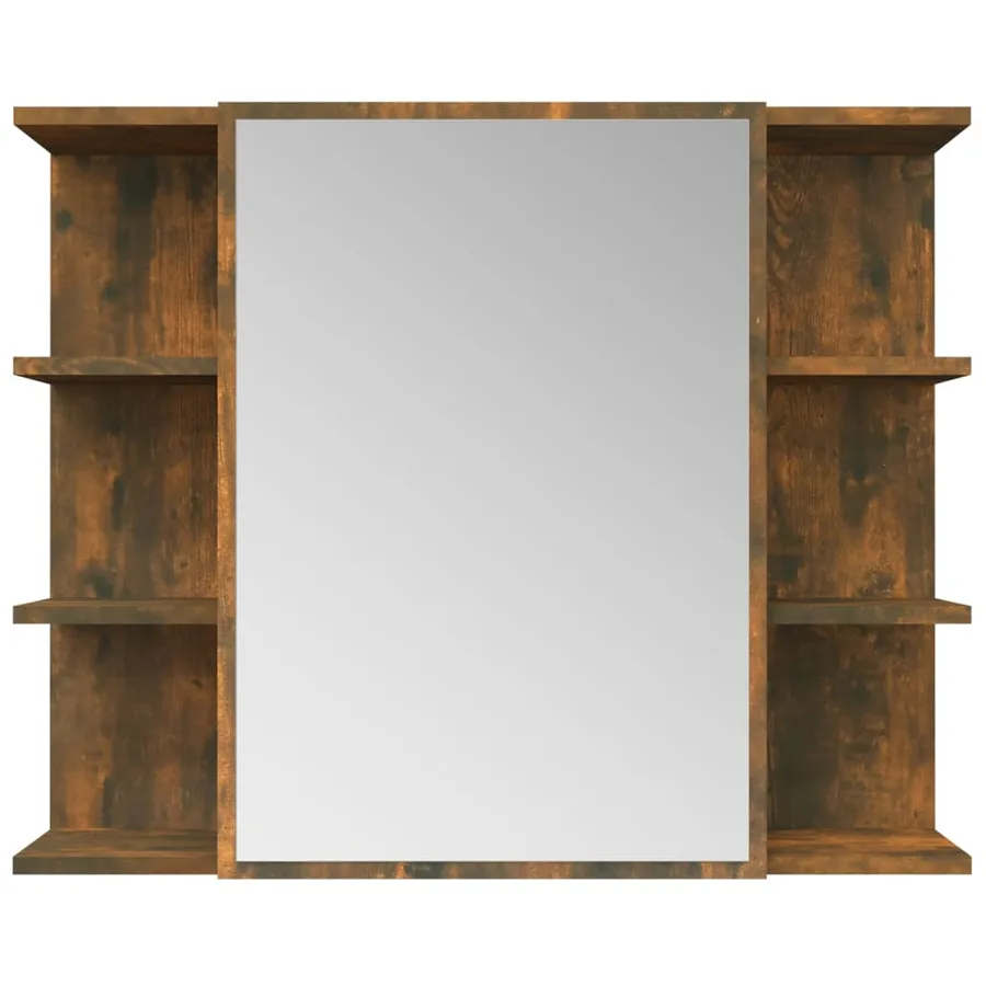 Armoire à miroir de salle de bain Chêne fumé 80x20,5x64 cm Bois - 6