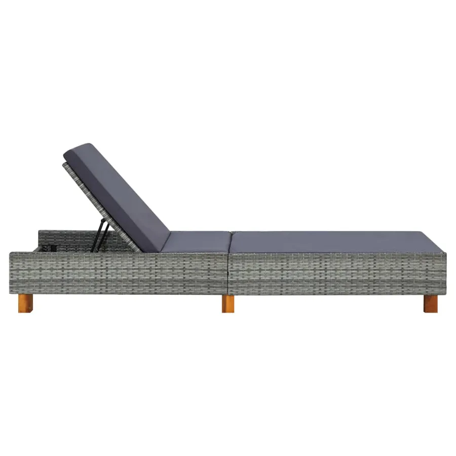 Transat avec coussin Résine tressée Gris - 3