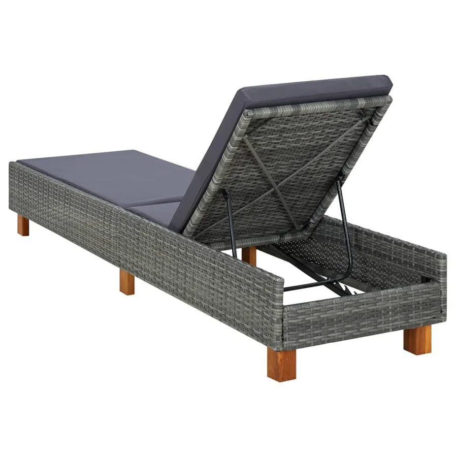 Transat avec coussin Résine tressée Gris - 4