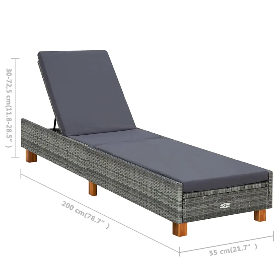 Transat avec coussin Résine tressée Gris - 7