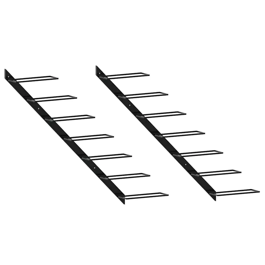 Casiers à bouteilles muraux pour 14 bouteilles 2 pcs Noir Métal - 2