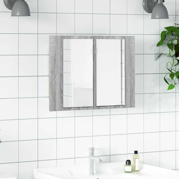 Armoire à miroir LED Sonoma gris 60x12x45 cm Bois d'ingénierie