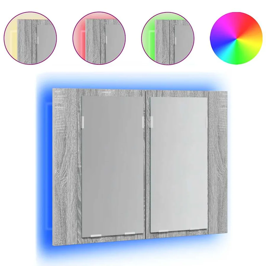 Armoire à miroir LED Sonoma gris 60x12x45 cm Bois d'ingénierie - 2