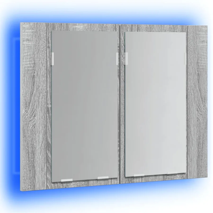 Armoire à miroir LED Sonoma gris 60x12x45 cm Bois d'ingénierie - 5
