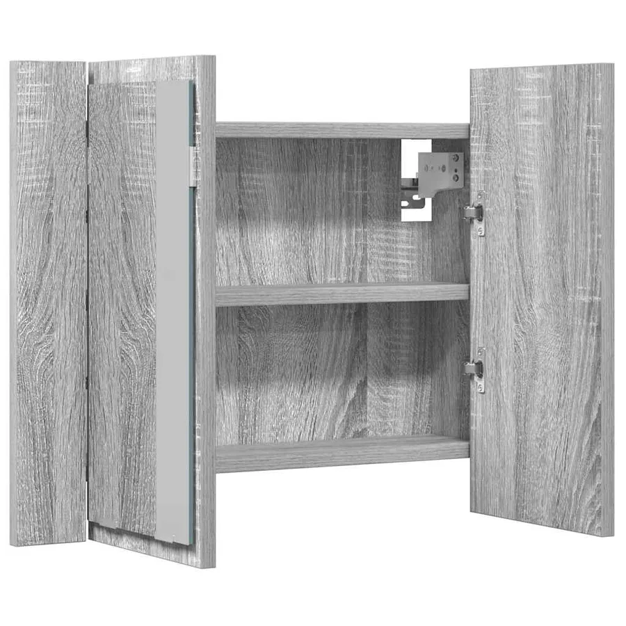 Armoire à miroir LED Sonoma gris 60x12x45 cm Bois d'ingénierie - 6