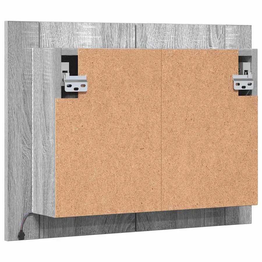 Armoire à miroir LED Sonoma gris 60x12x45 cm Bois d'ingénierie - 9