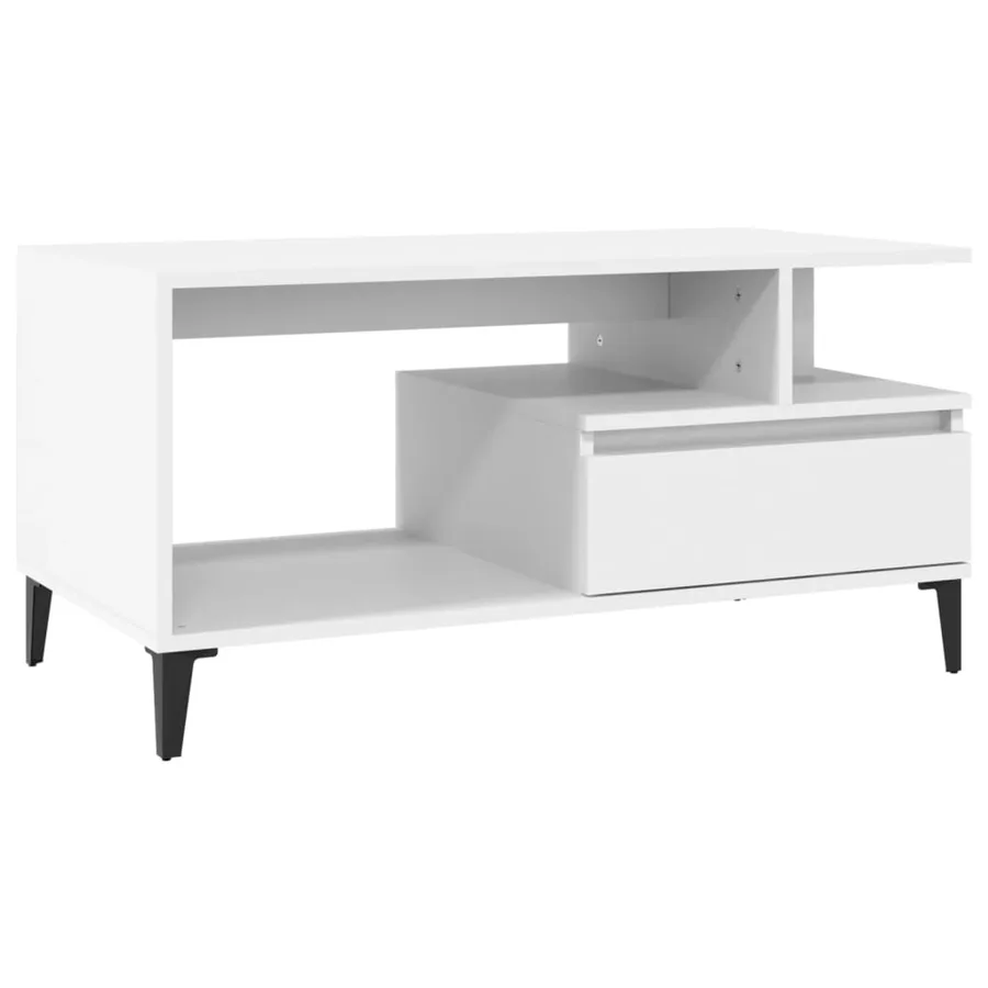 Table basse Blanc 90x49x45 cm Bois d'ingénierie - 2
