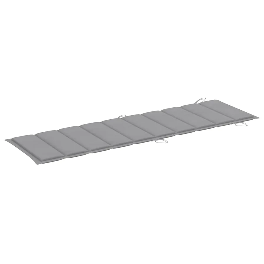 Chaise longue avec coussin Gris Bois d'acacia solide - 10
