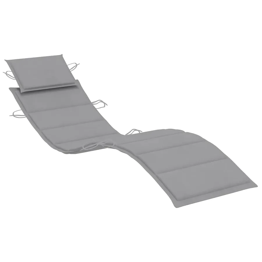 Chaise longue avec coussin Gris Bois d'acacia solide - 8